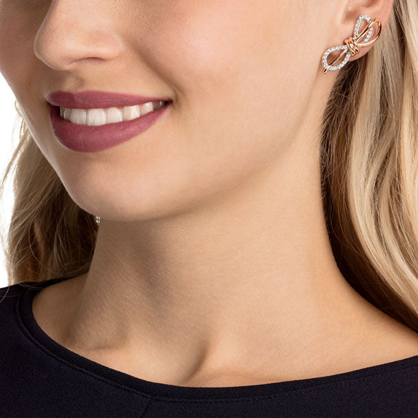 Swarovski Lifelong Bow Pierced Earrings, White, Mixed Plating 5447089
