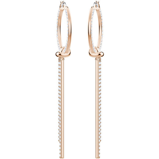Swarovski Lifelong Hoop Pierced Earrings, White, Rose Gold Plating 5390820