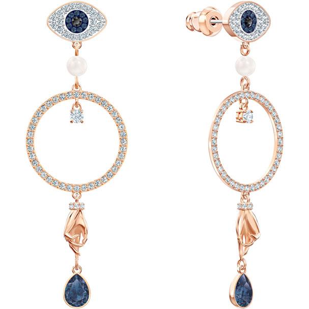 Swarovski Symbolic Hoop Pierced Earrings, Multi-colored, Rose-gold Tone Plated 5500642