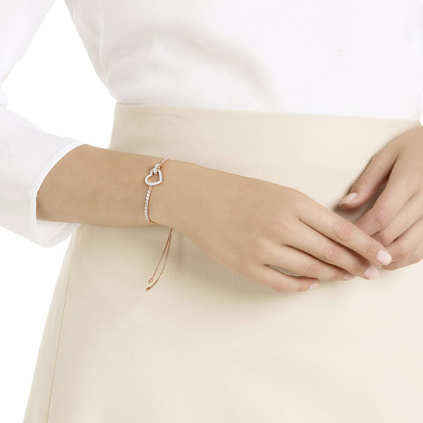 Swarovski Lovely Bracelet, White, Rose Gold Plating 5636443