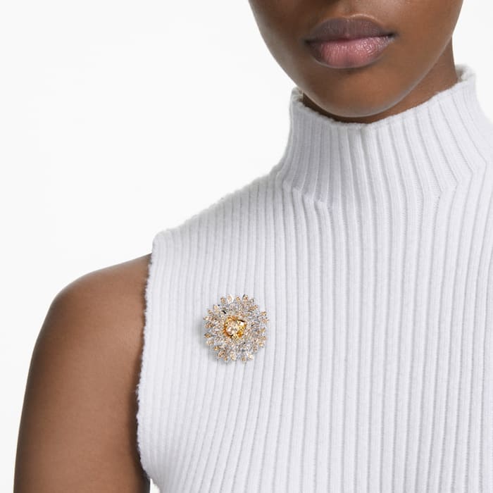 Swarovski Eternal Flower pendant and brooch Flower, Yellow, Mixed metal finish 5642857