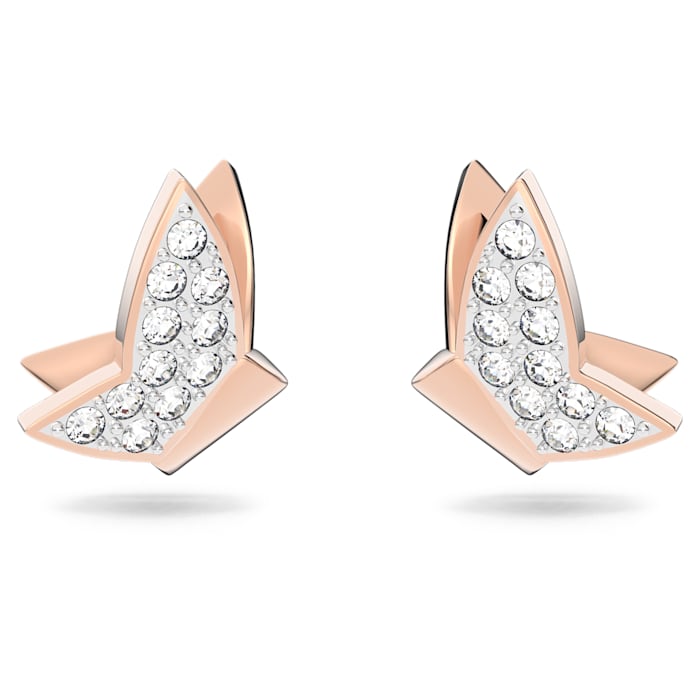 Lilia stud earrings Butterfly, White, Rhodium plated 5636424 5636427