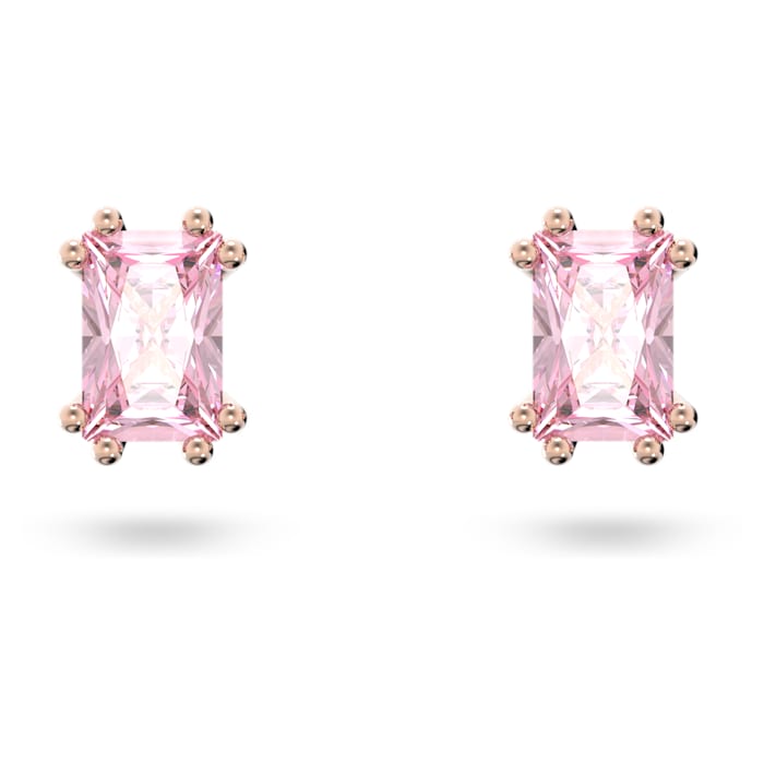 Swarovski Stilla stud earrings Cushion cut, Pink, Rose gold-tone plated 5639136