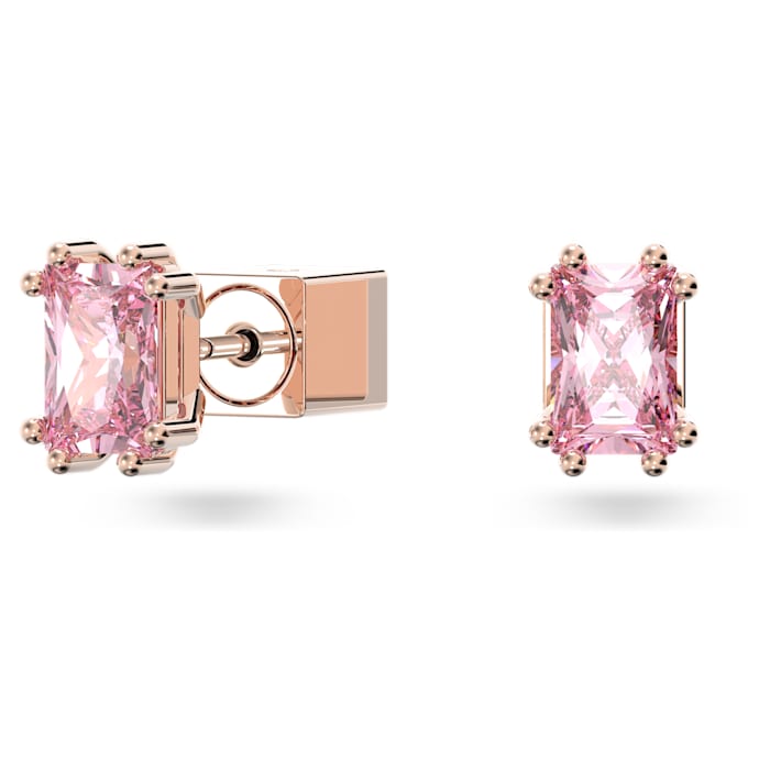 Swarovski Stilla stud earrings Cushion cut, Pink, Rose gold-tone plated 5639136