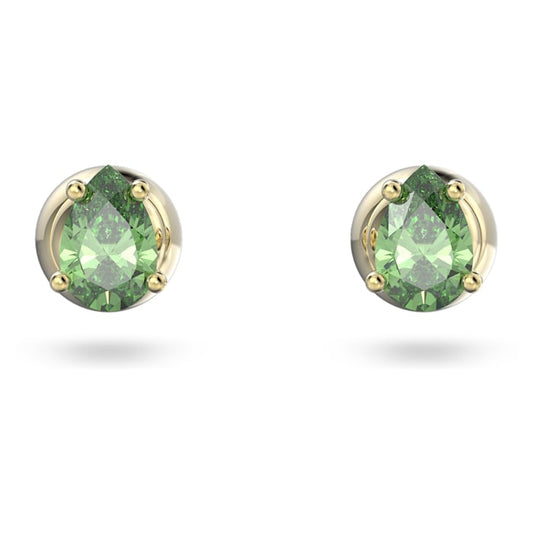 Swarovski Stilla stud earrings Pear cut, Green, Gold-tone plated 5639120
