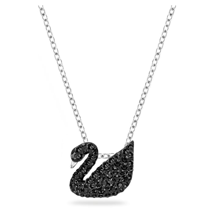 Swarovski Iconic Swan pendant Swan, Small, Black, Rhodium plated 347330