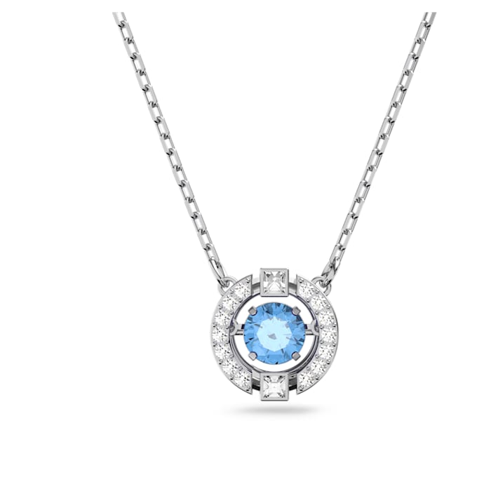 Swarovski Sparkling Dance necklace Round, Blue, Rhodium plated 5279425