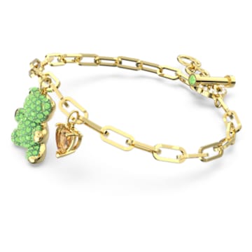 Swarovski Teddy bracelet Bear, Green, Gold-tone plated 5642977