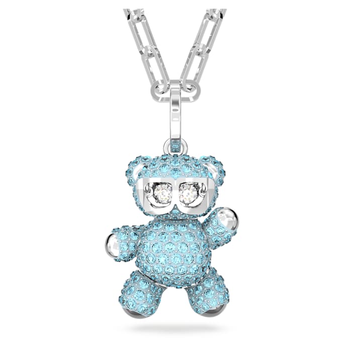Swarovski Teddy pendant Bear, Blue, Rhodium plated 5642979
